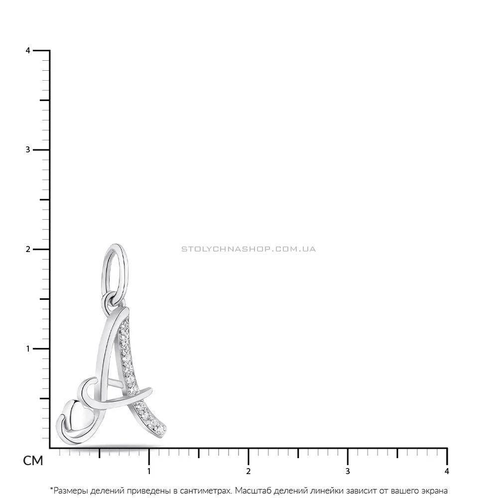 Срібний підвіс "Літера А" з фіанітами (арт. 7503/П2Ф/3011)