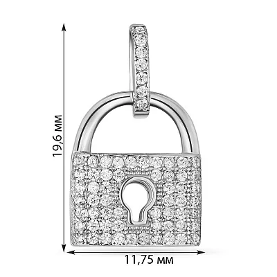 Кулон з білого золота «Замочок» з фіанітами (арт. 422739б)