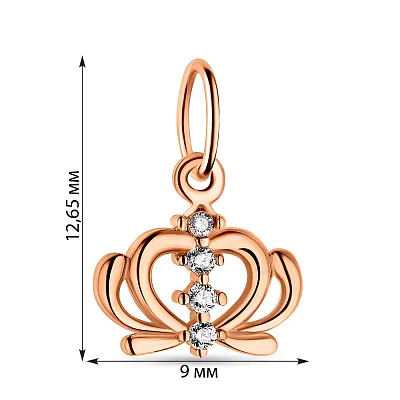 Підвіс "Корона" з червоного золота з фіанітами (арт. 423190)