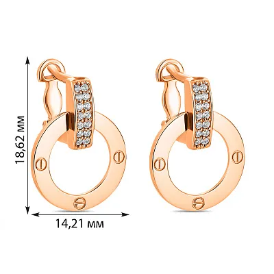 Сережки з червоного золота з фіанітами (арт. 106285)