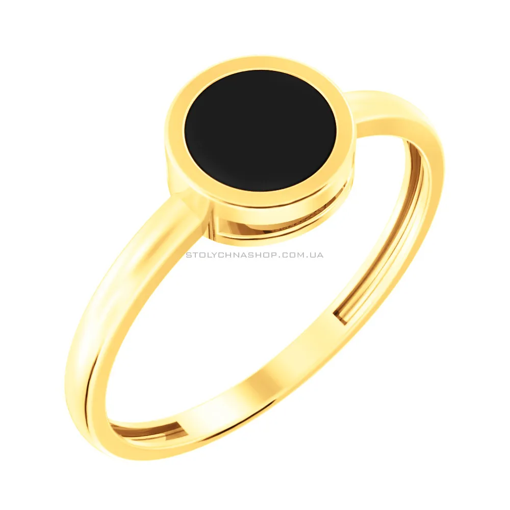 Золотое кольцо Лýна с эмалью  (арт. 141081жч) - цена