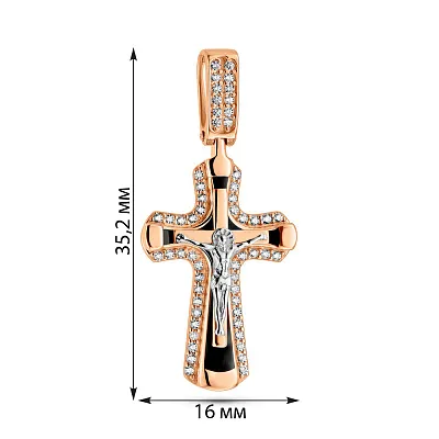 Крестик из красного и белого золота с эмалью  (арт. 130053Д)