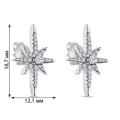 Сережки-пусети зі срібла "Зірки" з фіанітами  (арт. 7518/6162)