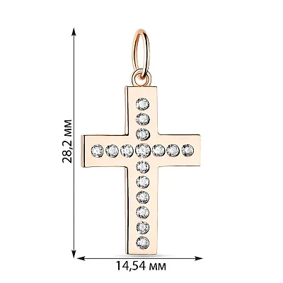 Хрестик з червоного золота з фіанітами (арт. 424248)
