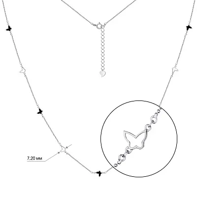 Срібне кольє «Метелики» з емаллю (арт. 7507/1108ебч)