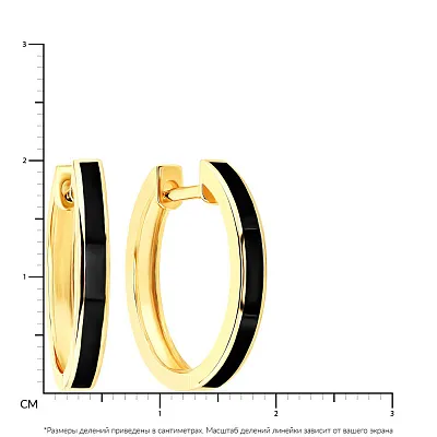 Серьги-кольца из желтого золота с эмалью (арт. 108137/20жеч)