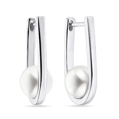 Срібні сережки з перлами (арт. 7502/3570жб)