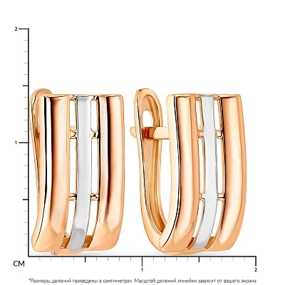 Сережки золотые в красном и белом цвете металла (арт. 108094кб)