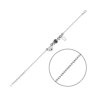Срібний браслет з чорними фіанітами (арт. 7509/3775ч)