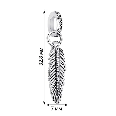 Срібна підвіска шарм Перо з фіанітами  (арт. 7903/3880)
