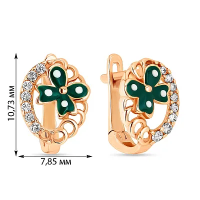 Дитячі золоті сережки з емаллю (арт. 103217)