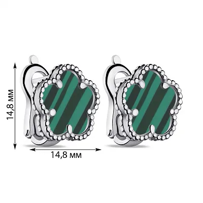 Сережки зі срібла з малахітом (арт. 7502/9297/15млх)