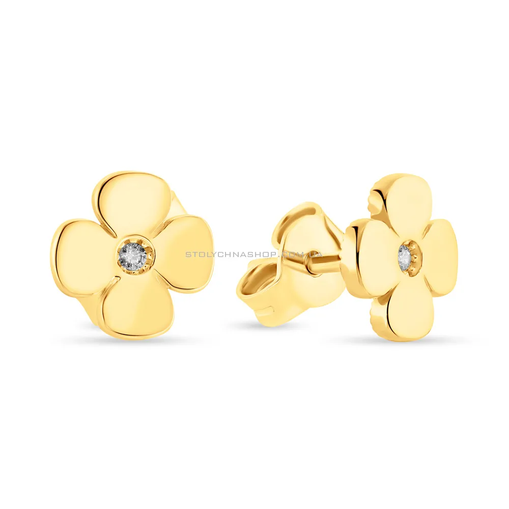 Золоті сережки-пусети "Квітка" в жовтому кольорі металу  (арт. 108819ж)