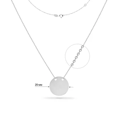 Колье золотое «Монета» в белом цвете металла (арт. 350619/20б)