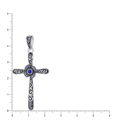 Хрестик зі срібла з оніксом і марказитами (арт. 7403/2868мркос)