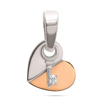 Серебряная подвеска «Сердце» с фианитом (арт. 7203/883п)