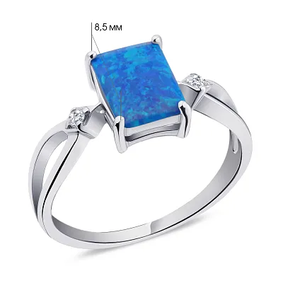 Кольцо из серебра с синим опалом и с фианитами (арт. 7501/5323Пос)
