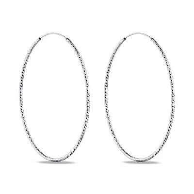 Великі сережки-кільця зі срібла з алмазною насічкою (арт. 7502/4372/65)