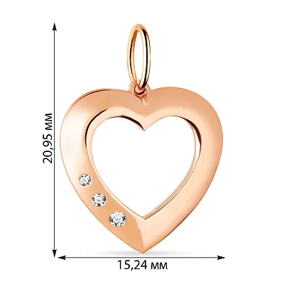 Підвіска з червоного золота «Серце» з фіанітами (арт. 424249)