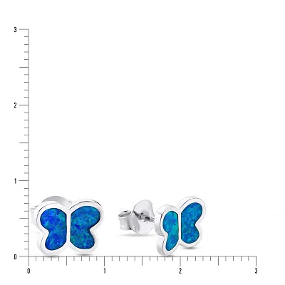 Срібні сережки пусети «Метелики» з опалом (арт. 7518/5259По)