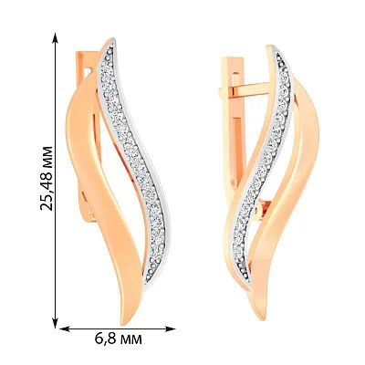 Золотые сережки с дорожкой из фианитов (арт. 110887)
