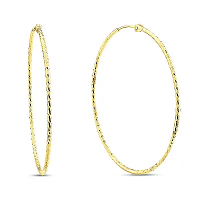 Серьги-кольца из желтого золота с алмазной насечкой (арт. 1091730/40ж)