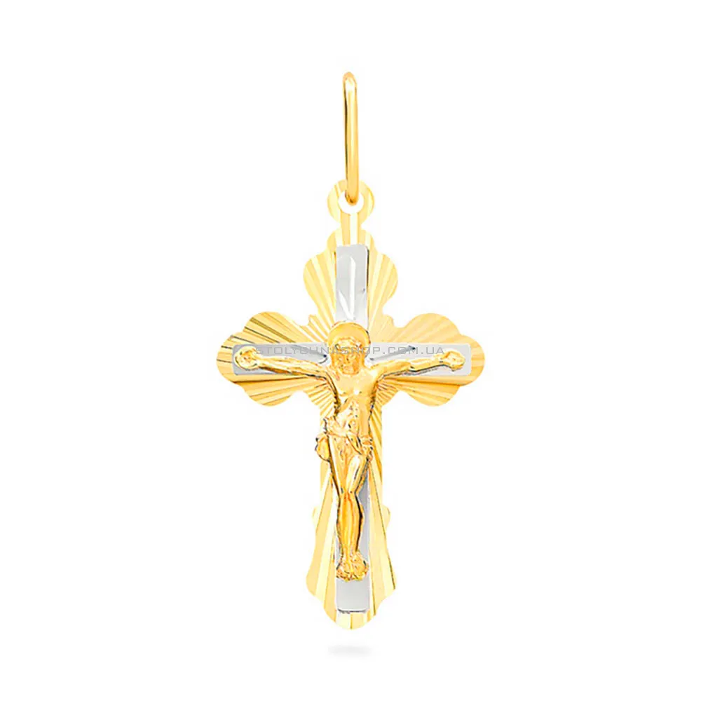 Хрестик з жовтого золота з алмазною гранню (арт. 520403ж)