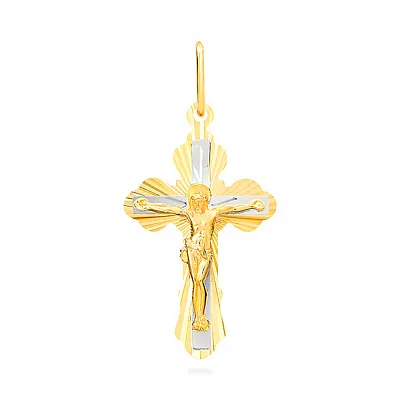 Крестик из желтого золота с алмазной гранью (арт. 520403ж)