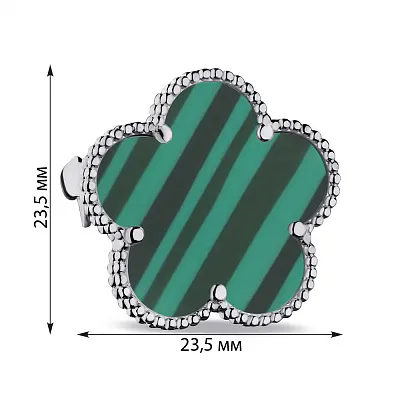 Брошка зі срібла з малахітом (арт. 7505/191/25млх)