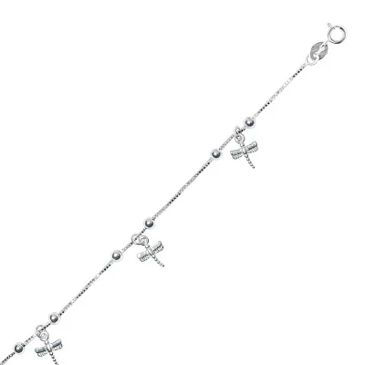 Срібний браслет на ногу з підвісками і фіанітами (арт. 7509/1215)