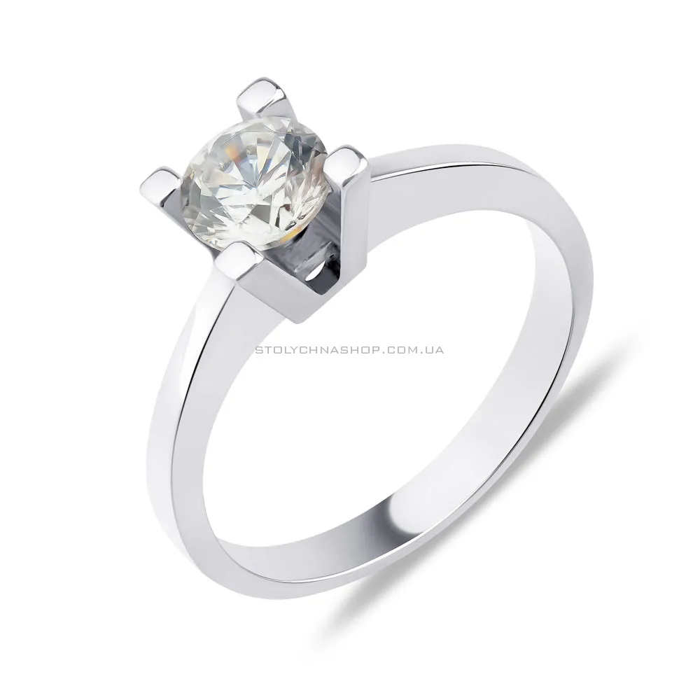 Серебряное кольцо с одним фианитом  (арт. 05012241) - цена