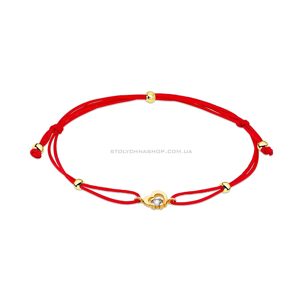 Браслет из красной шелковой нити с золотыми вставками (арт. 323050ж) - цена