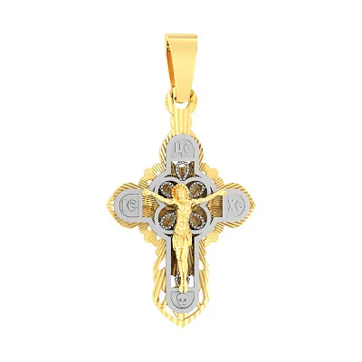 Натільний хрестик з жовтого золота «Відродження» (арт. 501508жб)