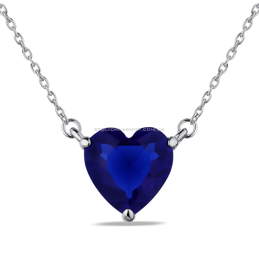 Колье из серебра "Сердце" с синим альпинитом  (арт. 7507/603ас)