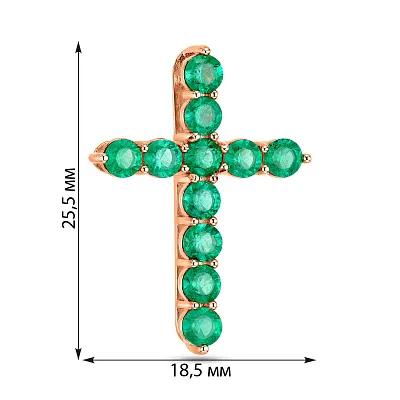 Хрестик з червоного золота зі смарагдами (арт. 3109608201и)