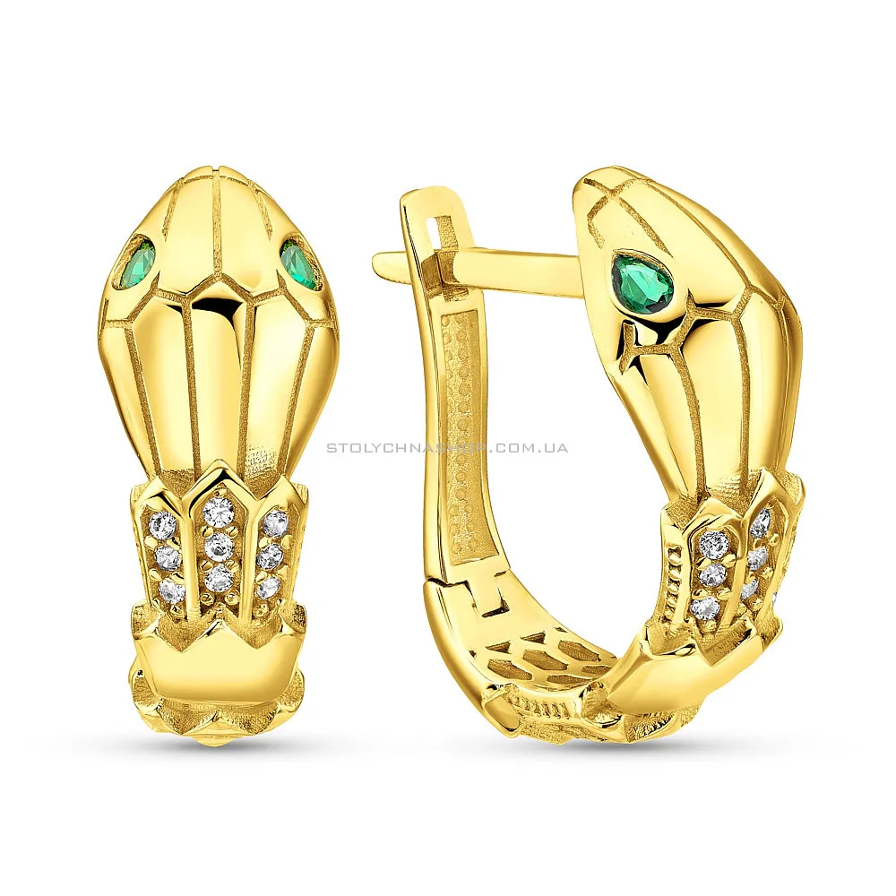 Золоті сережки Змія з фіанітами (арт. 1091090жз) - цена