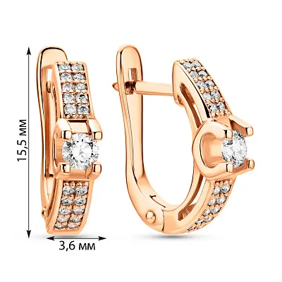 Сережки з червоного золота з розсипом із діамантів (арт. 2191399201)