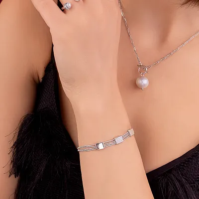 Серебряное колье с подвеской Trendy Style (арт. 7507/1810жб)