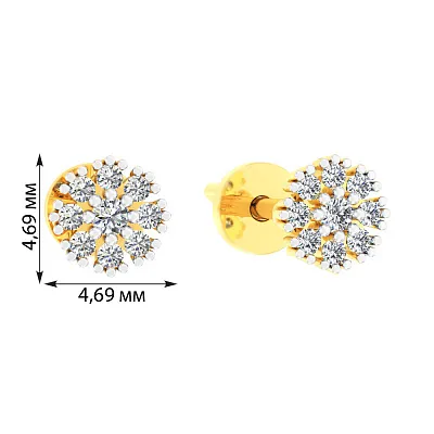 Сережки пусети з жовтого золота з фіанітами (арт. 110500ж)