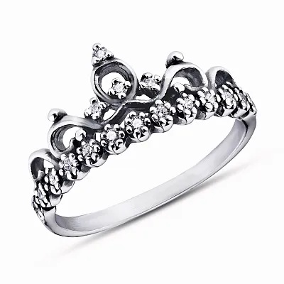Серебряное кольцо «Корона» с фианитами (арт. 7901/4834-ч)