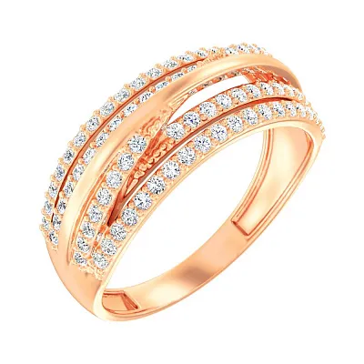 Золотое кольцо с дорожками из бриллиантов  (арт. К011230050)