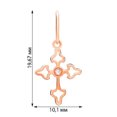 Подвеска-крестик из красного золота с фианитом (арт. 440455)