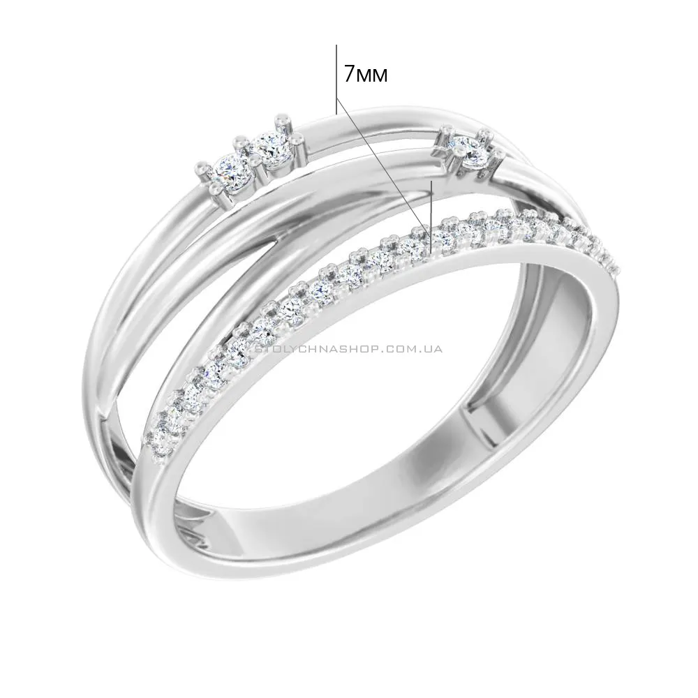 Золотое кольцо в белом цвете металла с бриллиантами  (арт. К011297015б) - 2 - цена