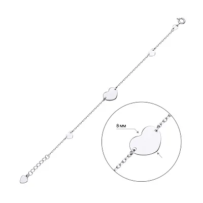Срібний браслет «Серденька» (арт. 7509/1657)