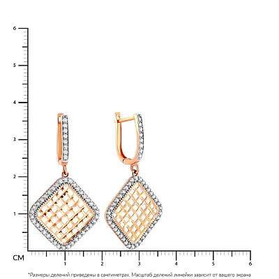 Сережки-подвески золотые с фианитами (арт. 104028)