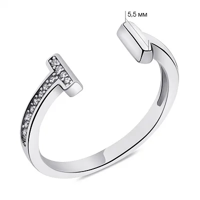 Безразмерное серебряное кольцо с фианитами  (арт. 7501/6507)