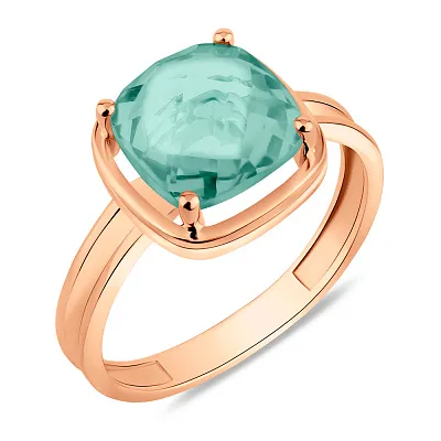 Золотое кольцо с зеленым кварцем (арт. 141156Псз)