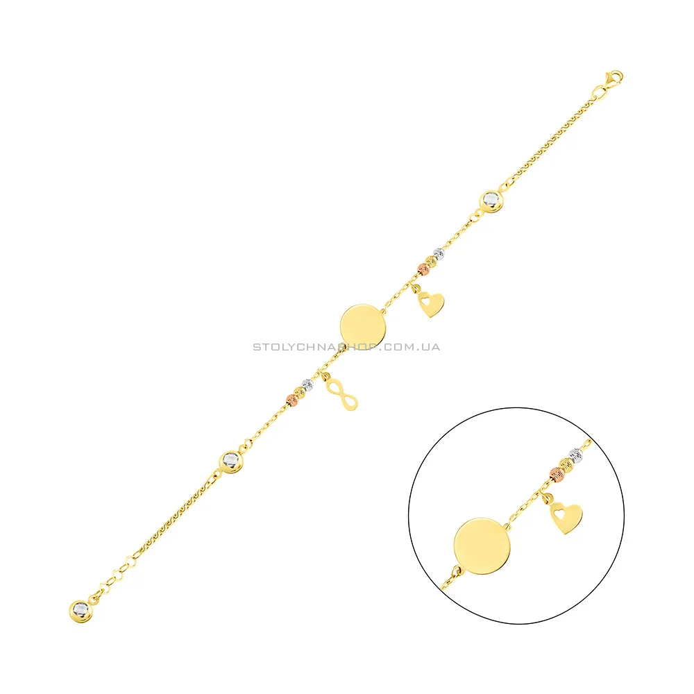 Золотий браслет з підвісками (арт. 325162/10жбкП2) - цена