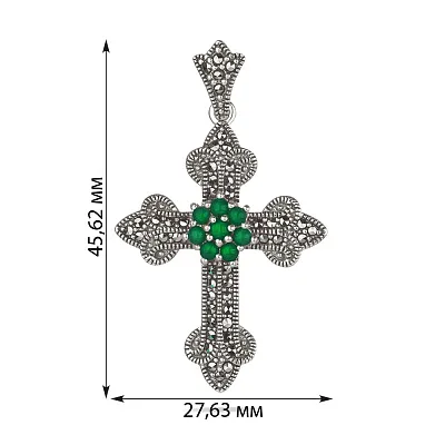 Срібний хрестик з оніксом і марказитами (арт. 7403/2866мркоз)