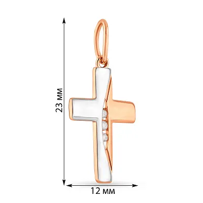 Хрестик з червоного і білого золота (арт. 424779кб)